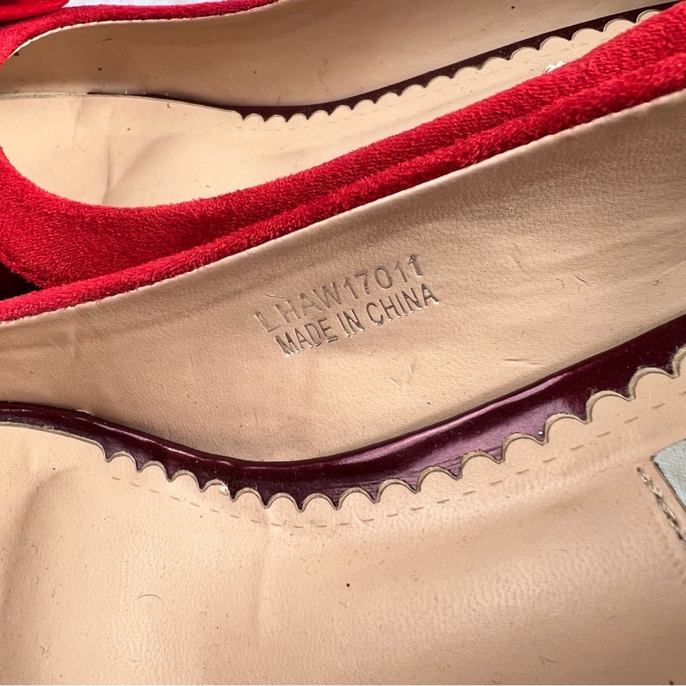 Lulu Hun Shoe Womens Red 7 US Red Burgundy Block Heeled Pump - Picture 5 of 9